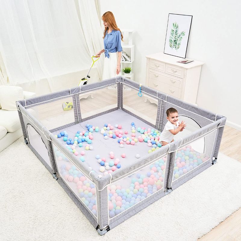 Photo 1 of Baby Playpen,Playpens for Babies, Large Playpen for Toddlers,Kids Safety Play Center Yard with gate, Sturdy Safety Baby Fence Play Area for Babies, Toddler, Infants
