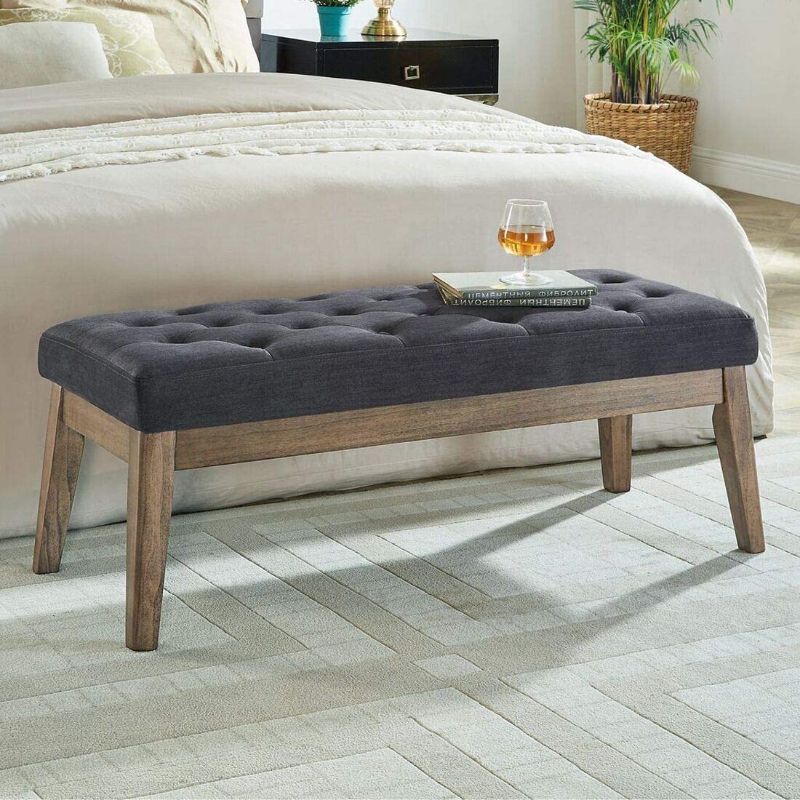 Photo 1 of : 24KF Velvet Upholstered Tufted Bench with Solid Wood