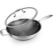 Photo 1 of DAKIN Wok 12 Inch Triply Etching Non Stick Coating Handle Stainless Steel Black
