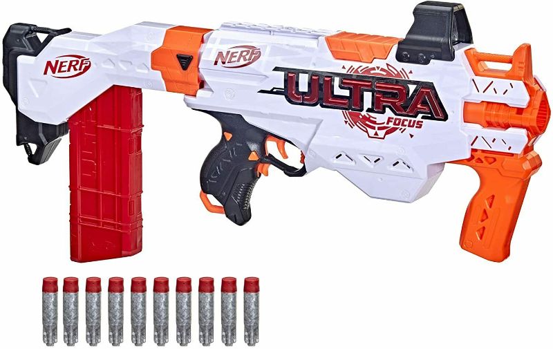 Photo 1 of NERF Ultra Focus Motorized Blaster, 10-Dart Clip, 10 AccuStrike Darts