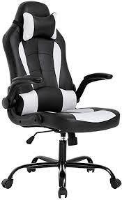 Photo 1 of Gaming Chair Office Chair Desk Chair with Lumbar Support Flip Up Arms Headrest PU Leather Swivel Rolling Adjustable High Back Racing Computer Chair for Women Men Adults,