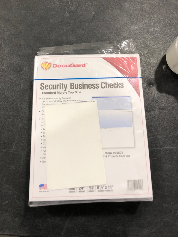 Photo 2 of DocuGard Standard 8.5"W x 11"H Security Check on Top Paper, Blue, 500/Ream (04501)