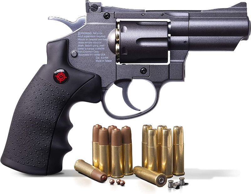 Photo 1 of Crosman SNR357 .177-Caliber Pellet/4.5 MM BB CO2-Powered Snub Nose Revolver, Black/Grey
