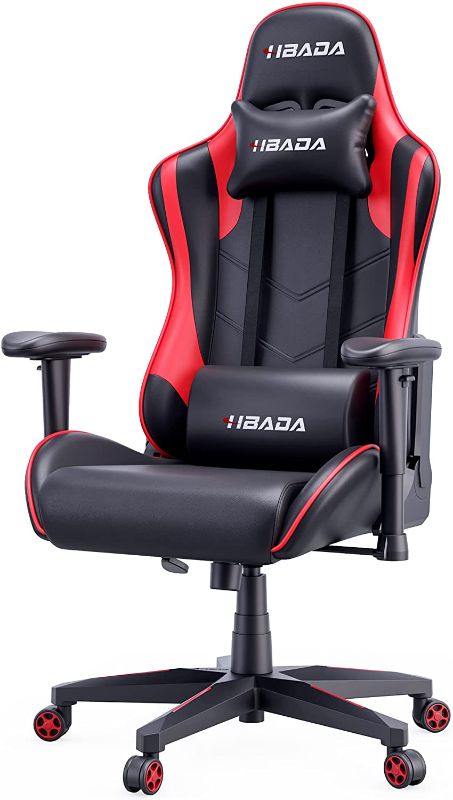 Photo 1 of Hbada Gaming Ergonomic Racing High-Back Computer Height Adjustable Headrest and Lumbar Support E-Sports Swivel Chair, Red and Black
