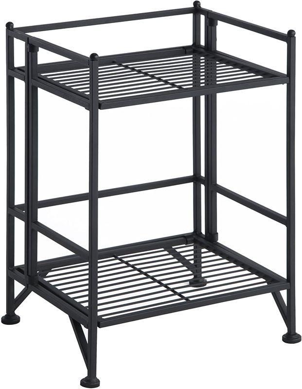 Photo 1 of Convenience Concepts Xtra Storage 2 Tier Folding Metal Shelf, Black
