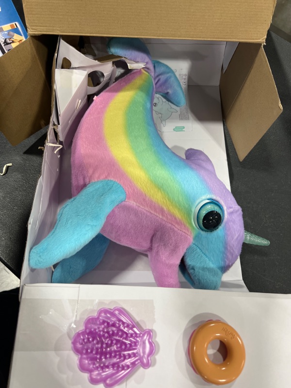 Photo 2 of FurReal Wavy The Narwhal Interactive Animatronic Plush Toy, Electronic Pet, 80+ Sounds and Reactions, Rainbow Plush, Ages 4 and Up
