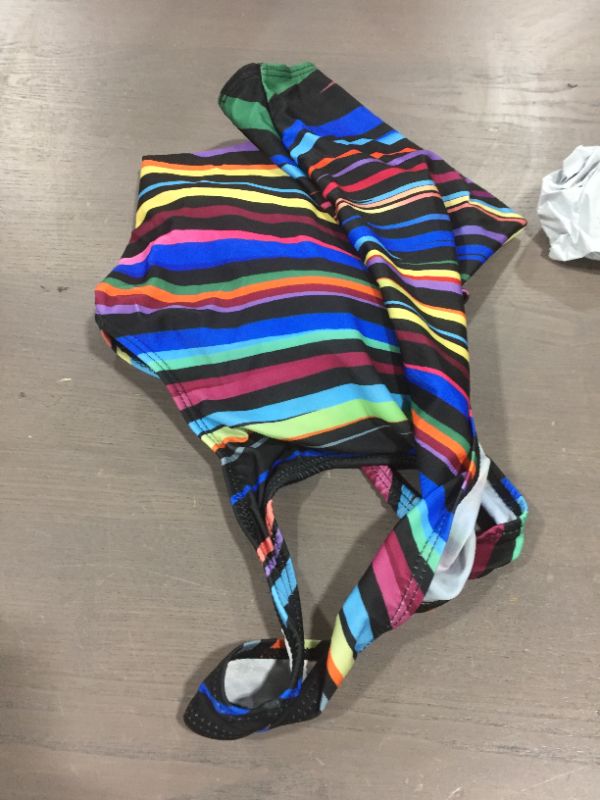 Photo 1 of Womens (3XL) Black Rainbow Striped One Piece Bikini 