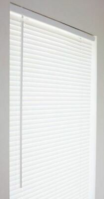 Photo 1 of White Mini Blind Vinyl Window Shade 34x64 Cordless Light Filtering Horizontal
