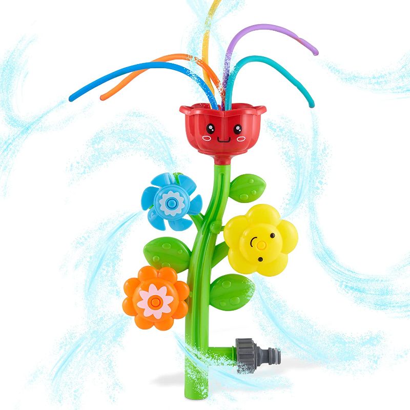 Photo 1 of Chuchik Outdoor Water Spray Sprinkler for Kids and Toddlers - Cute Lawn Spinning Flower Kids Sprinkler w/ Wiggle Tubes - Splashing Fun for Summer Days - Attaches to Garden Hose - Age 3+
