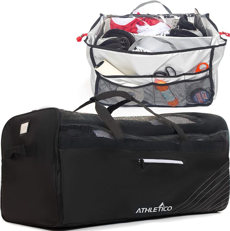 Photo 1 of Athletico Hockey Duffle Bag - 35" Large Ice Hockey Duffel XXL Travel Bag for Equipment & Gear, with Included Organizer Caddy (Back)
