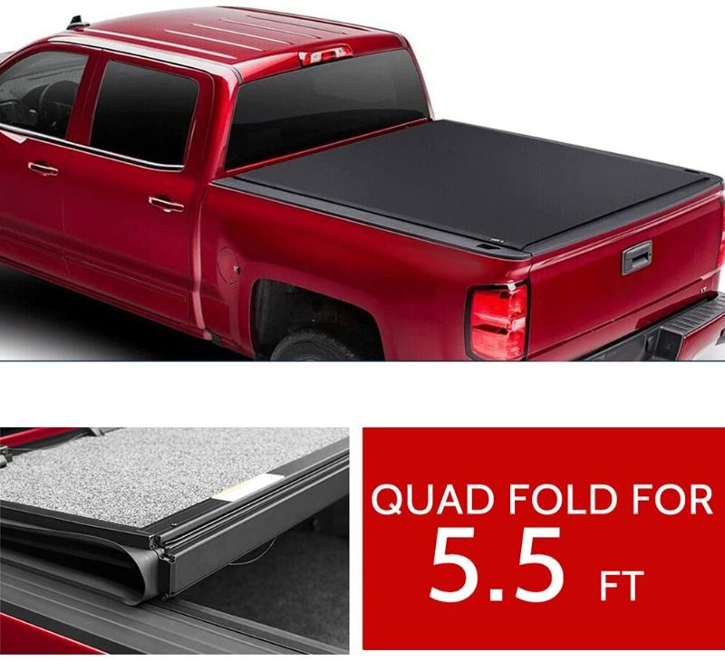 Photo 1 of cciyu Tonneau Cover 5.5FT Bed for Ford for F-150 2004-2020 Soft Quad Fold Truck Bed Cover Kit Soft Folding Truck Bed Tonneau Cover
