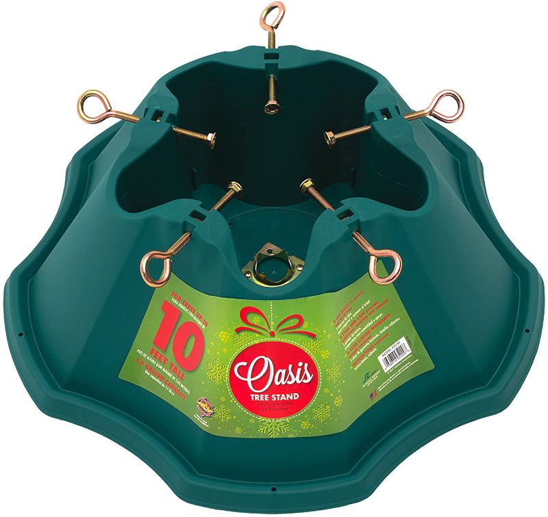 Photo 1 of JACK-POST Oasis Christmas Stand, for Trees Up to 10-Feet, 1.5-Gallon Water Capacity, Large, Green
