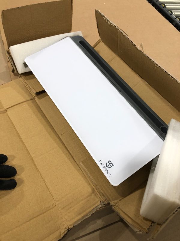 Photo 1 of Small Desktop Glass Whiteboard Dry-Erase-Board - Computer Keyboard Stand White Board Surface Pad with Drawer, Desk Organizers with Accessories for Office, Home, School Supplies
