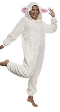 Photo 1 of FUNZIEZ! Sherpa Lamb One piece Pajamas - Adult Farm Animal Costume - Sheep
LARGE 