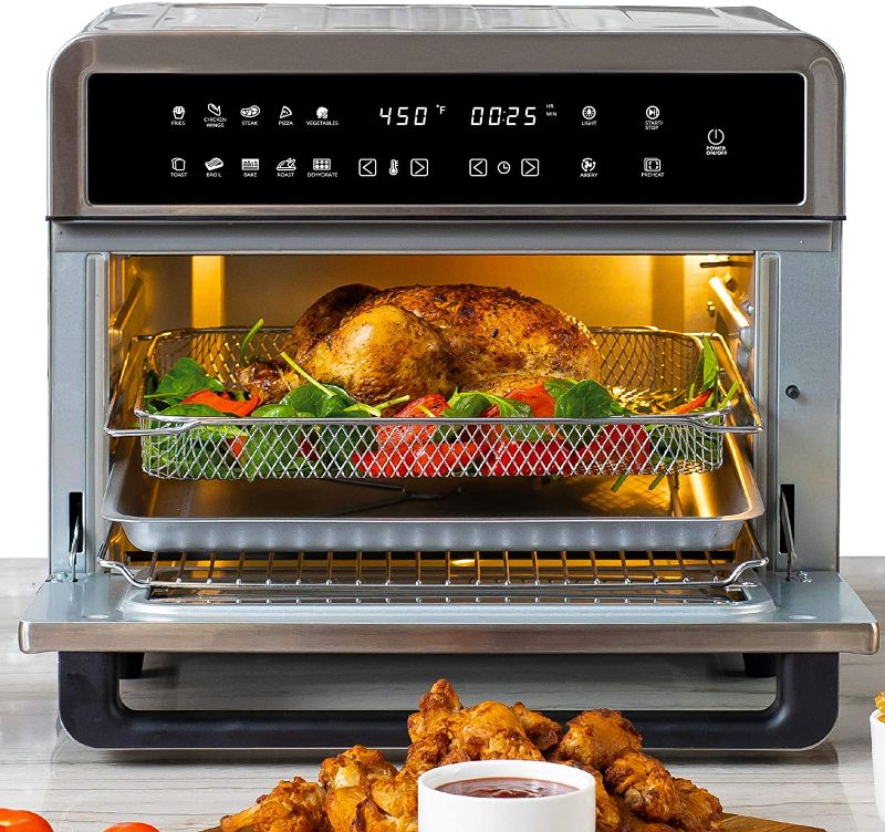 Photo 1 of Aria 30 Qt. Touchscreen Toaster Oven with Recipe Book, Brushed Stainless Steel
