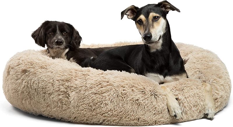 Photo 1 of Best Friends by Sheri The Original Calming Donut Cat and Dog Bed in Shag or Lux Fur, Machine Washable, High Bolster, 
Color:Shag Taupe
Pattern Name:Large 36" x 36"