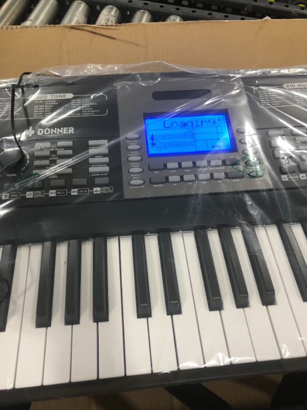 Photo 3 of Donner 61 Key Piano Keyboard, Keyboard Piano with Force Sensitive, MIDI Keyboard with Music Stand Power Adapter & Keyboard Sticker, Supports MP3/USB MIDI/Audio/Microphone/Headphones/Sustain Pedal
