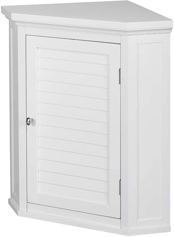 Photo 1 of Elegant Home Fashions Slone 1-Door Corner Wall Cabinet in White

