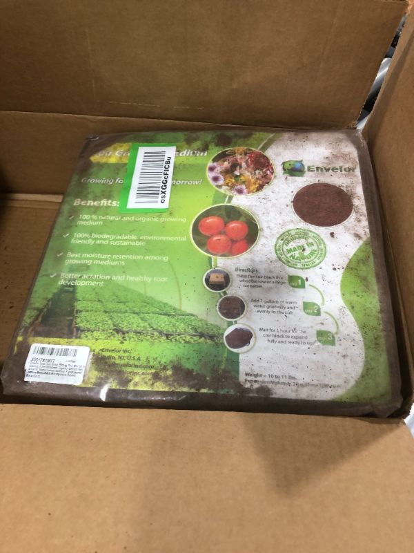 Photo 2 of Envelor Coco Coir Brick 1-Pack Compressed Coconut Fiber Organic Coco Block Potting Soil 10 lb. Potting Mix Garden Soil 1 Brick = 18 Gallons of Growing Media Coconut Fiber Substrate Coco Peat Coir Pith
