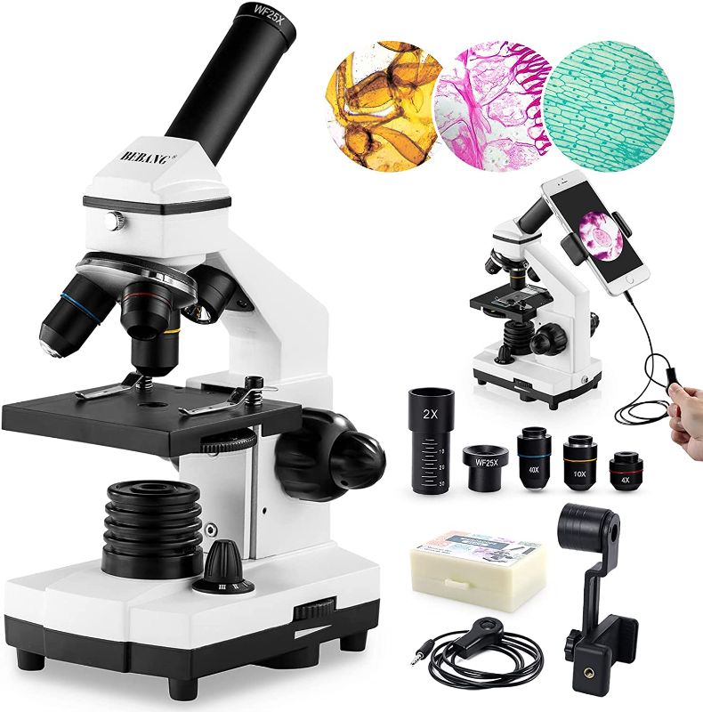 Photo 1 of 100X-2000X Microscopes for Kids Students Adults, with Microscope Slides Set, Phone Adapter, Powerful Biological Microscopes for School Laboratory Home Education
