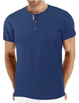 Photo 1 of BBDMY Men's Fashion Casual Front Placket Short Sleeve Henley T-Shirts Cotton Shirts
2XL 