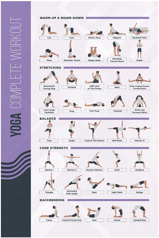 Photo 1 of 4 PACK!!! FitMate Yoga Workout Exercise Poster - Workout Routine with Free Weights, Home Gym Decor, Room Guide (20 x 30 Inch)