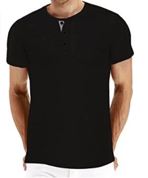 Photo 1 of BBDMY Mens Fashion Casual Front Placket Basic Short Sleeve Henley T-Shirts Black
LARGE 