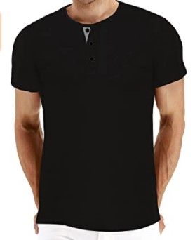 Photo 1 of BBDMY Mens Fashion Casual Front Placket Basic Short Sleeve Henley T-Shirts Black
LARGE 