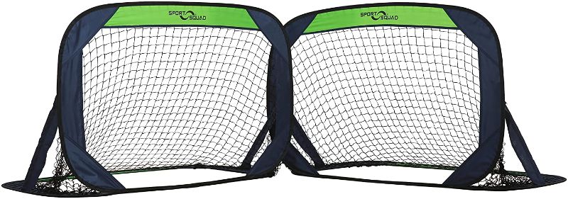 Photo 1 of Sport Squad Portable Soccer Goal Net Set - Set of Two 4' Pop Up Training Soccer Goals with Compact Carrying Case - Easy Assembly and Compact Storage - Great for Kids and Adults
