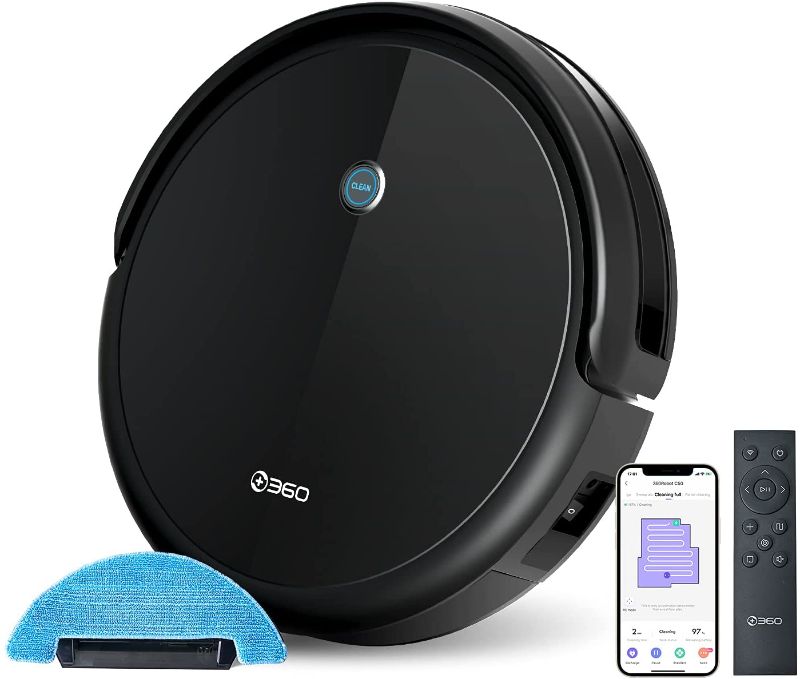 Photo 1 of 360 C50 Robot Vacuum Cleaner, Smart IR Remote Control, 2-in-1 Vacuum and Mop, 2600 Pa Strong Suction, 4 Cleaning Modes, Anti-Drop Sensors, Automatic Self Charging Robotic Vacuum Cleaner, Ultra-Thin
