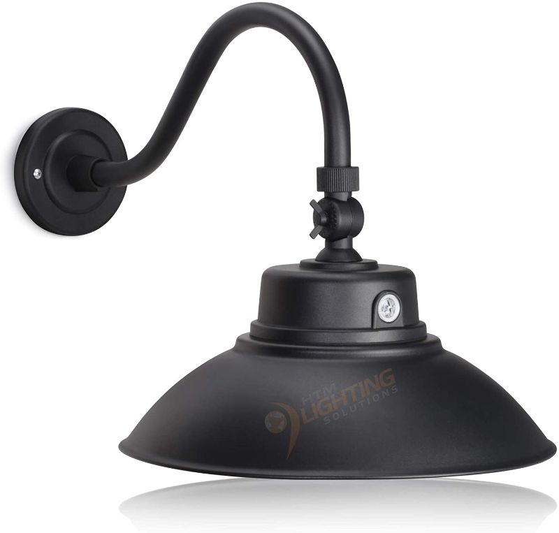 Photo 1 of 14in. Black Gooseneck Barn Light LED Fixture for Indoor/Outdoor Use