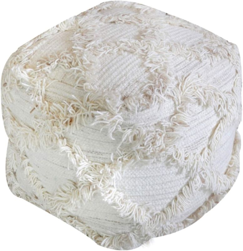 Photo 1 of Christopher Knight Home Jucar Fabric Pouf, Ivory
