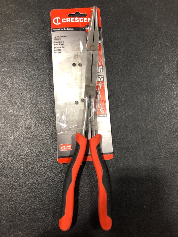 Photo 2 of Crescent X2 Straight Long Nose Dual Material Pliers - PSX200C, Red/Black
