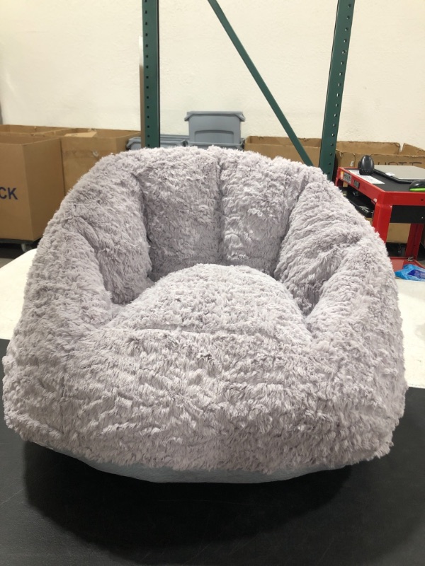 Photo 2 of Delta Children Cozee Fluffy Chair, Kid Size (For Kids Up To 10 Years Old), Grey
