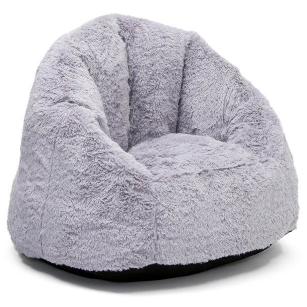 Photo 1 of Delta Children Cozee Fluffy Chair, Kid Size (For Kids Up To 10 Years Old), Grey
