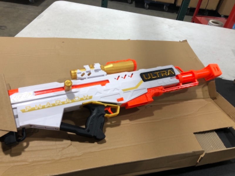 Photo 3 of NERF Ultra Pharaoh Blaster with Premium Gold Accents, 10-Dart Clip, 10 Ultra Darts, Bolt Action, Compatible Only Ultra Darts
