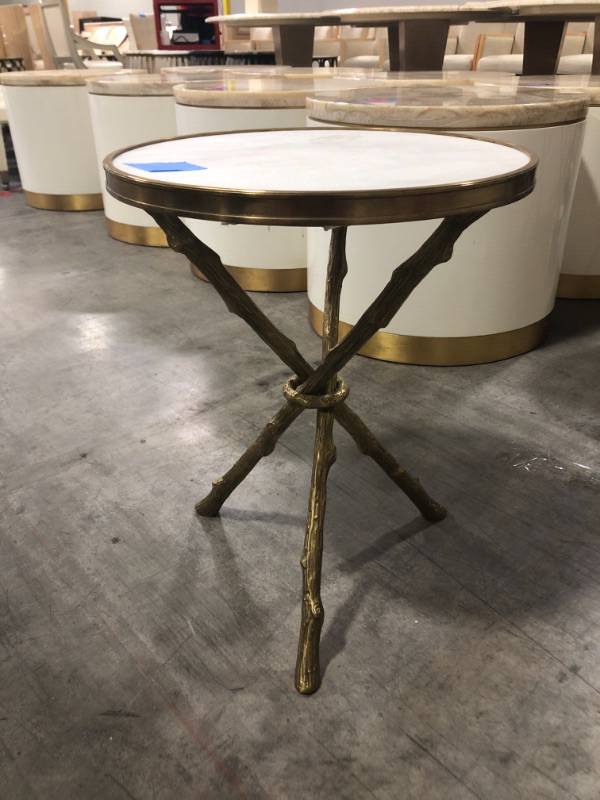 Photo 2 of MARBLE TOP WOOD STYLED END TABLE 22H INCHES