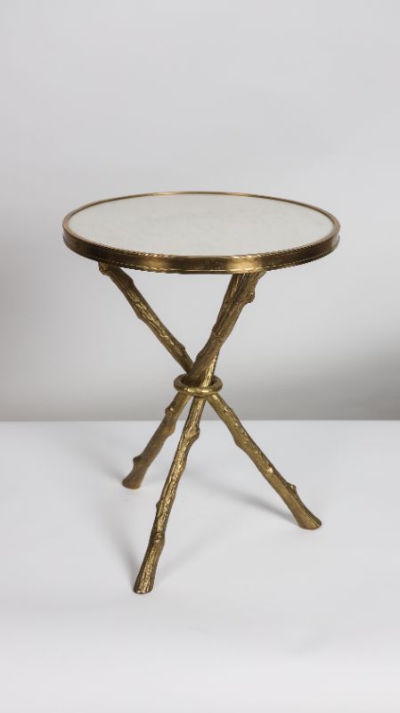 Photo 1 of MARBLE TOP WOOD STYLED END TABLE 22H INCHES