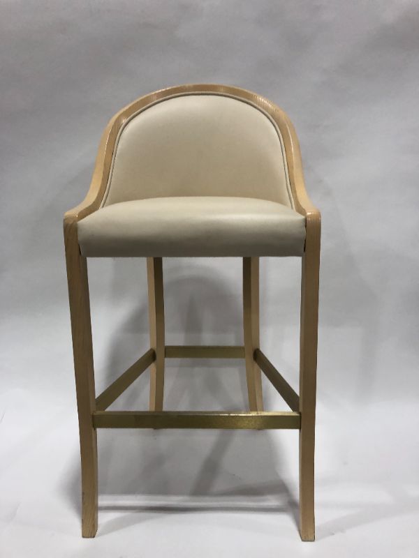 Photo 1 of CREME COLOR FAUX LEATHER BAR CHAIR 46H INCHES
