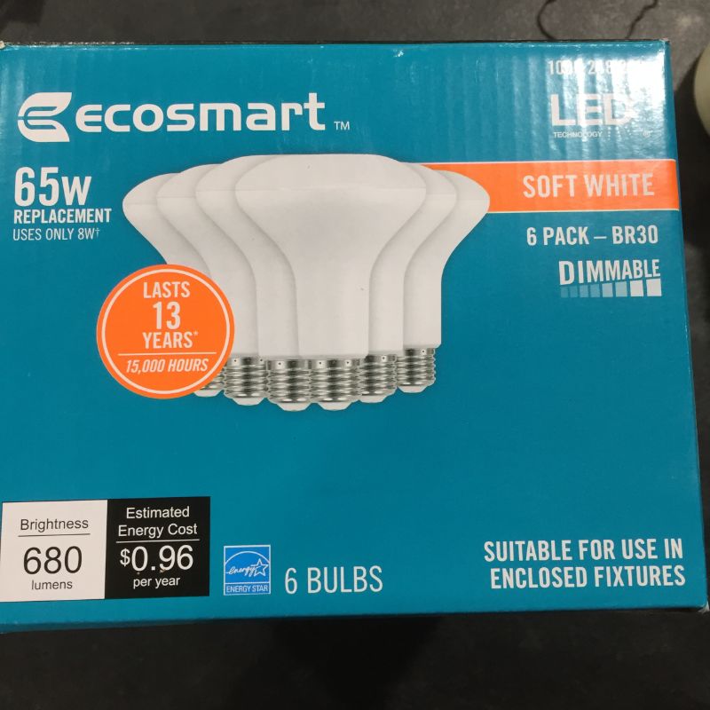 Photo 2 of 65-Watt Equivalent BR30 Dimmable LED Light Bulb Soft White (6-Pack)
