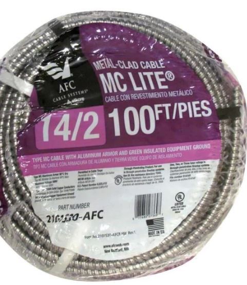 Photo 1 of 14/2 x 100 ft. Solid MC Lite Cable
