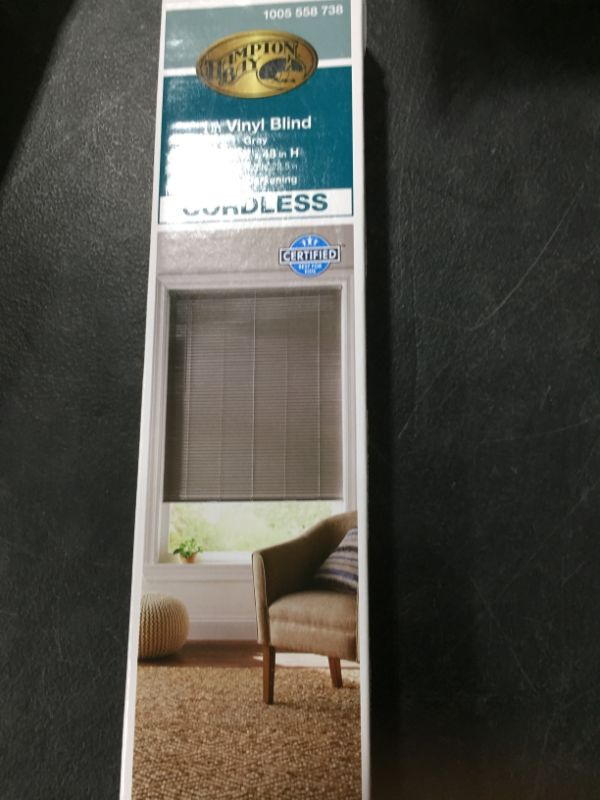 Photo 2 of Gray Cordless Room Darkening Vinyl Mini Blinds with 1 in. slats - 23 in. W x 48 in. L
