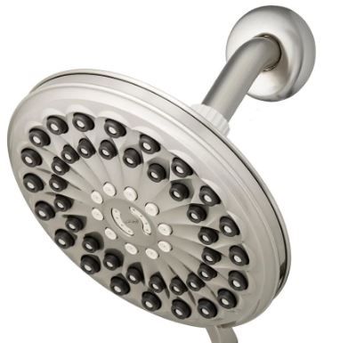 Photo 1 of 6-Spray Patterns 7 in. Drencher Wall Mount Adjustable Fixed Shower Head in Brushed Nickel
