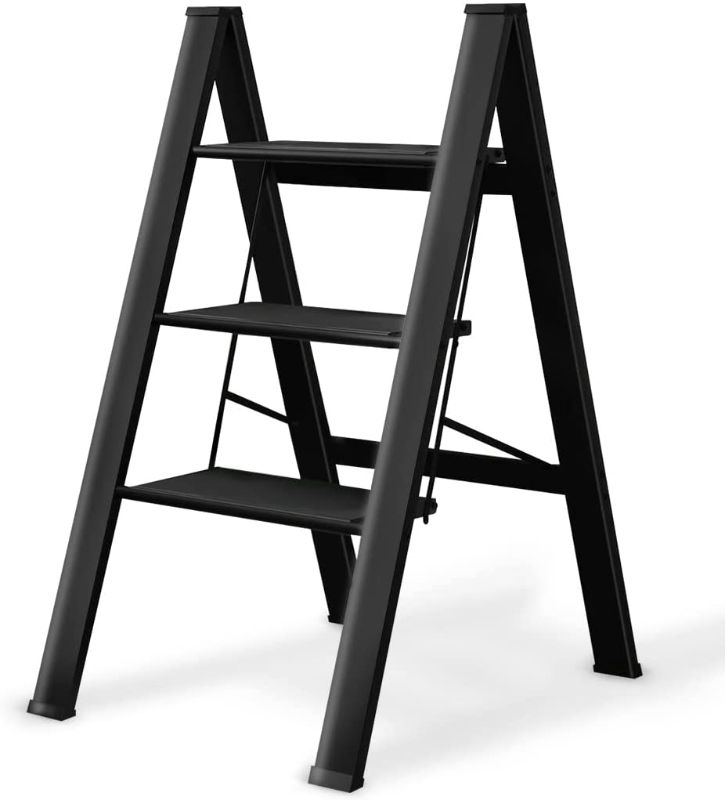 Photo 1 of Gbasics 3 Step Ladder, Aluminum Step Stools for Adults Holds up to 330 lbs, Aluminum Lightweight Folding Step Stool with Anti-Slip and Expanded Pedal for Home and Kitchen
