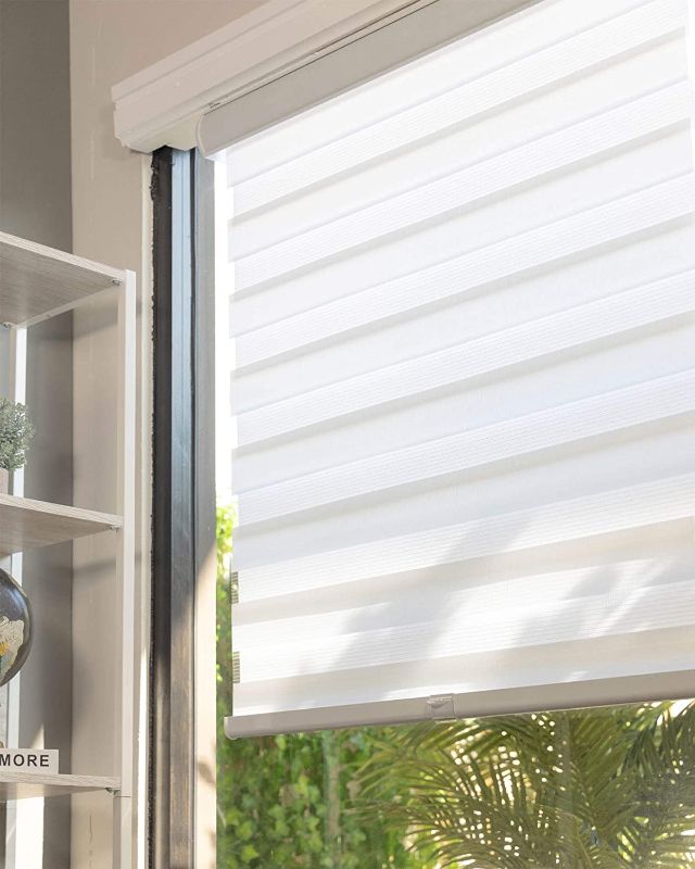 Photo 1 of CHICOLOGY Zebra Blinds , Roller Window Shades , Blinds for Windows , Roller Shades for Windows , Window Shades for Home , Window Shades , Pull Down Shades for Windows , 58" W X 72" H , Basic Arctic
