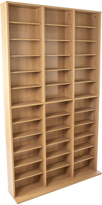 Photo 1 of Atlantic Oskar Adjustable Media Cabinet - Holds 1080 CDs, 504 DVDs or 576 Blu-Rays/Games, 30 Adjustable and 6 Fixed Shelves PN38435715 in Maple
