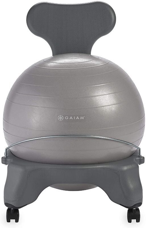 Photo 1 of Gaiam Classic Balance Ball Chair – Exercise Stability Yoga Ball Premium Ergonomic Chair for Home and Office Desk with Air Pump, Exercise Guide and Satisfaction Guarantee MISSING BALL 
