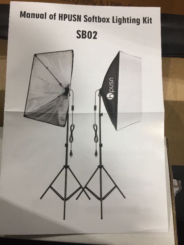 Photo 4 of HPUSN Softbox Photography Lighting Kit 30"X30" Professional Continuous Lighting System Photo Studio Equipment with 2pcs E27 Socket 5400K Bulbs for Portraits Advertising Shooting YouTube Video
