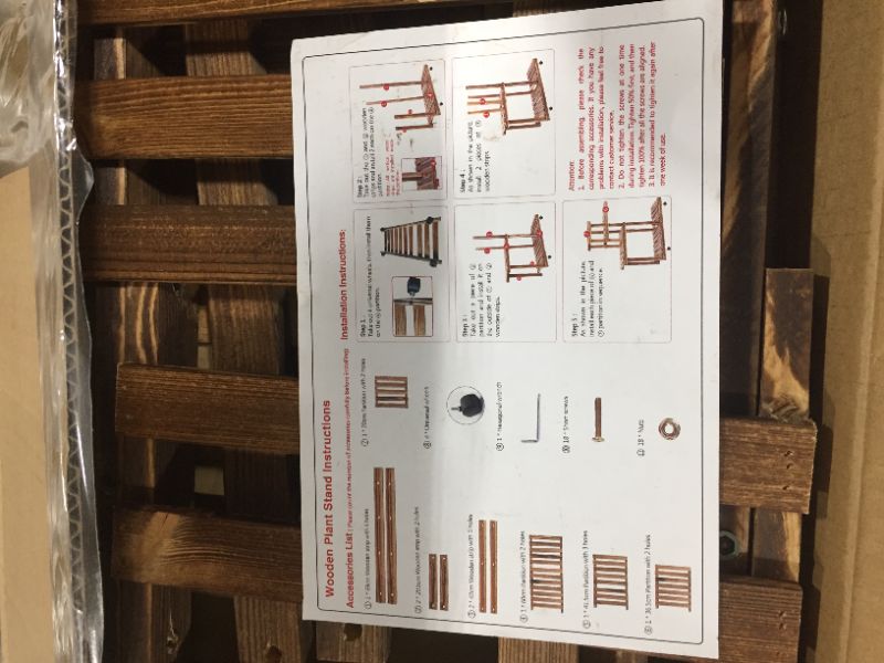 Photo 4 of COOGOU Pine Wood Plant Stand Indoor Outdoor Multi Layer Flower Shelf Rack Higher and Lower Plant Holder in Garden Balcony Patio Living Room (4 Tiers)
