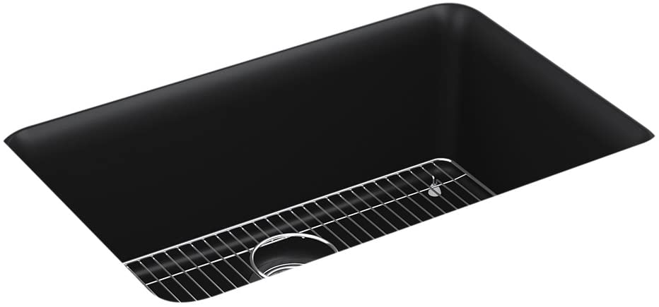 Photo 1 of Cairn(TM) K-28000-CM1 Cairn(R) 27-1/2" x 18-5/16" x 9-1/2" Neoroc(R) Under-Mount Single-Bowl Rack Kitchen Sink, Matte Black
